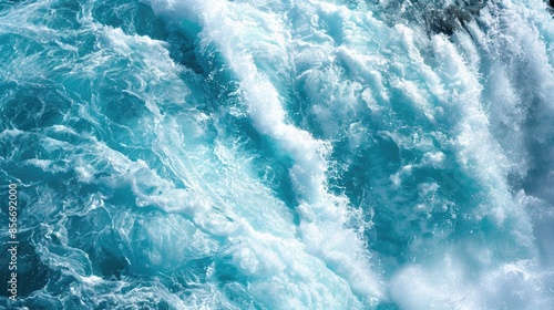 White Water Rapids of Huka Falls on Waikato River in Blue Canyon, New Zealand