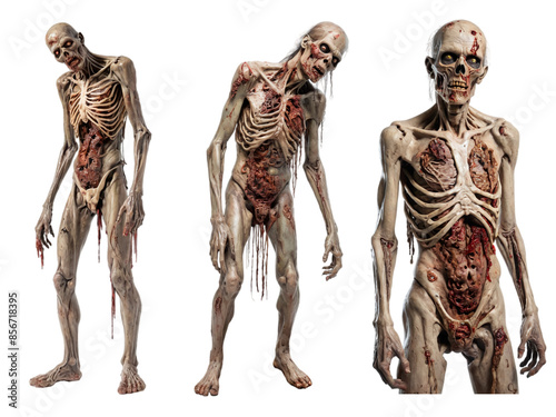 Different Zombies isolated on transparent background