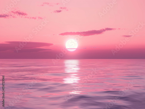 Pink Sunset Image on the Sea