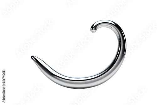 A Shiny Silver Hook Glistens Against a White Background on a Clear PNG or White Background.