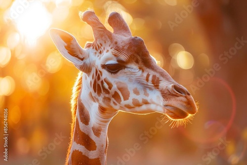 Serene Africa: Portrait of Happy Giraffe Wildlife Model