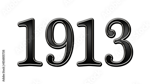 black metal 3d design of number 1913 on white background.