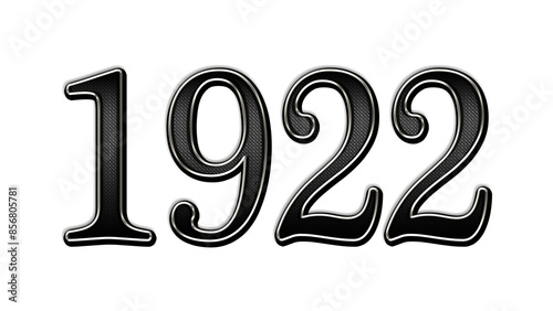 black metal 3d design of number 1922 on white background.