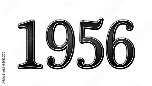 black metal 3d design of number 1956 on white background.