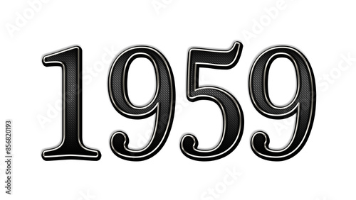 black metal 3d design of number 1959 on white background.