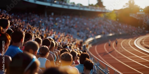 Back view of spectators at Paris Olympic sport international athletic games stadium