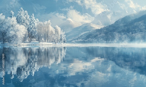 Icy lake in winter