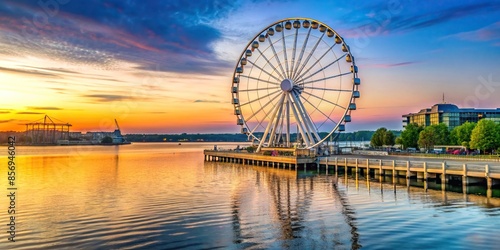 Ferris wheel overlooking the Potomac River at National Harbor , National Harbor, Capital Wheel