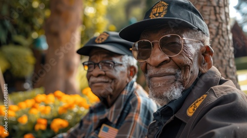 Comradery Among Veterans on Memorial Day at VA Hospital or Nursing Home - AI Generated Image