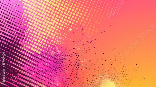 Abstract Halftone Background with Pink and Orange Gradient