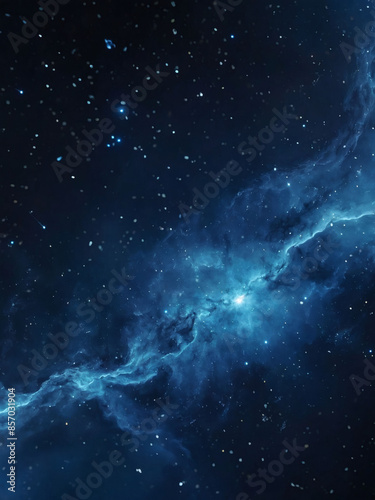 Technology-themed sci-fi backdrop, blue nebula in starry sky.