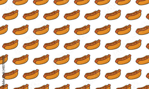 hotdog cartoon seamless pattern, cute cartoon food seamless pattern design for wallpaper