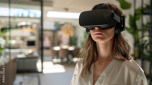 An interior designer uses VR to present a virtual tour of a home to clients. The VR environment allows clients to explore and interact with the design, providing a realistic preview of the final