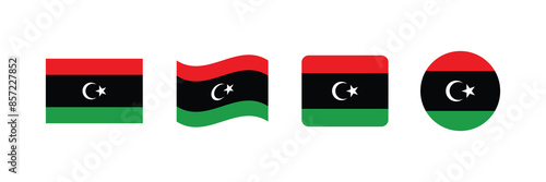 Vector Libya flag. Set of Libya Flags Collection. 