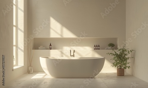 Minimalist bathroom with an empty wall niche