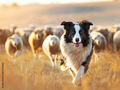 A Border Collie herding sheep