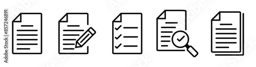Paper documents icons. Line symbol. File icon. Folded written paper. Line icon - stock vector.