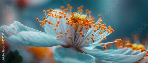 Detailed view of a blooming flower's stamen and pistil