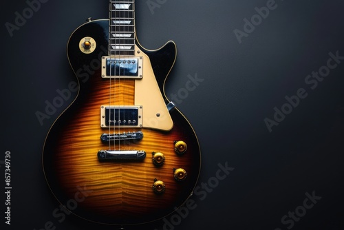 Guitar Black Background. Vintage Electric Guitar in Sunburst Finish on Dark Background