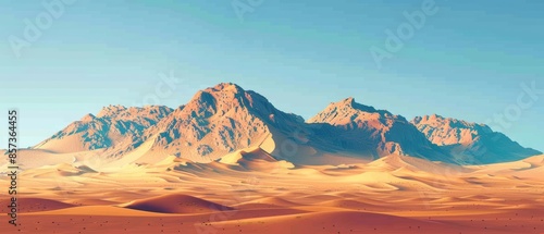 Rocky desert landscape with dramatic sand dunes