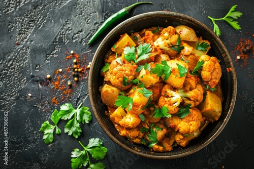 Classic Indian dish with cauliflower and potato