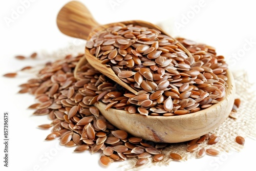 Flax seeds on a white background