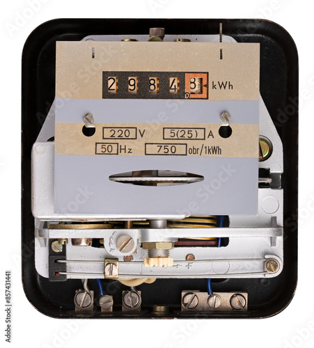 Electric meter for measuring the amount of electricity consumed in households.