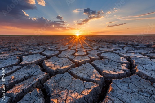 Dramatic Sunset Over Parched Earth