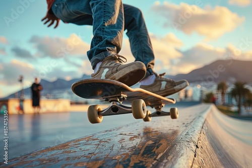 Skater performing kickflip and grind, seamlessly transitioning through bowl elements with applause from judges and spectators