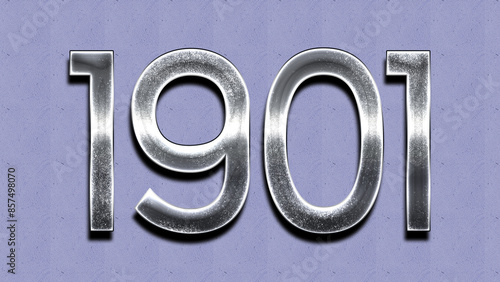 3D Chrome number design of 1901 on purple wall.