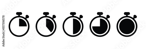 Set of Timer and stopwatch icons collection. Countdown timer signs. Vector Illustration.