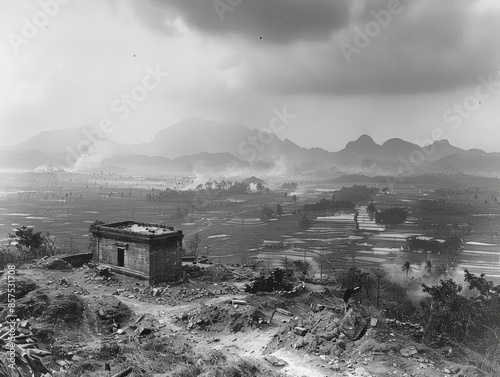 Dien Bien Phu in Vietnam, historical remnants and current view from the Battle of Dien Bien Phu, 1954 -