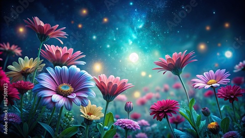 Beautiful flowers blooming magically in the night , flowers, night, bloom, magical, dark, evening, nature, flora