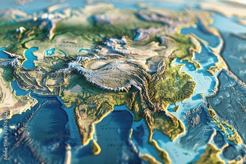 3d physical map of eurasia europe and asia flattened satellite view of earth