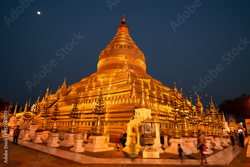 Shwezigon Pagoda is located in Bagan, Myanmar.