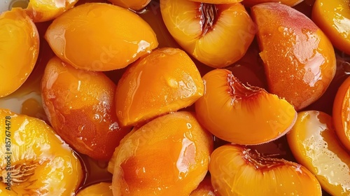 Juicy Canned Peaches Close-Up: Perfect for Delicious Desserts