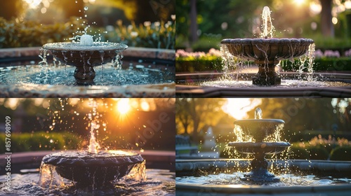 A serene image of a fountain with water gently flowing, symbolizing peace and reflection.