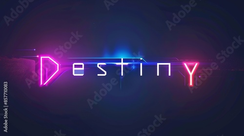 Illuminated inscription “Destiny” on dark background. Concept of destiny as a set of events and circumstances that are predetermined and influence the life of a person or a people. 