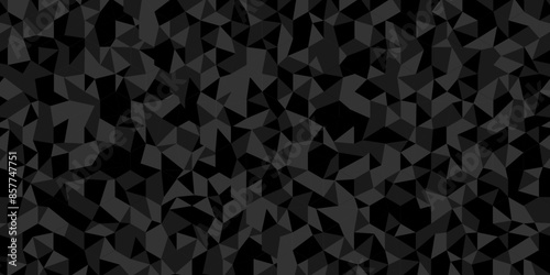 Vector geometric seamless technology gray and black triangle element light background. Abstract digital grid light pattern white Polygon Mosaic triangle Background, business and corporate background