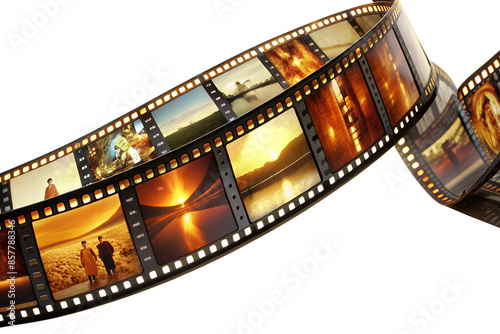 Film Strip, No Background. Perfect for: movie posters, photography concepts, cinema graphics, movie promotions, photography exhibitions, isolated film-related imagery.