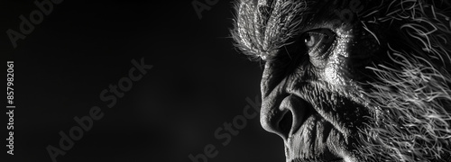 Werewolf cryptid banner close-up of hairy lycan wolf man face
