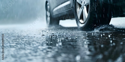 Illustration of a Car Losing Control on a Rainy Road in a Storm. Concept Illustration, Car, Losing Control, Rainy Road, Storm