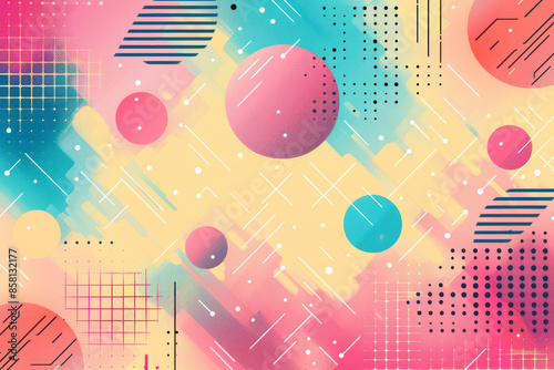 Soft pastel geometric vector pattern with thin lines and simple shapes,