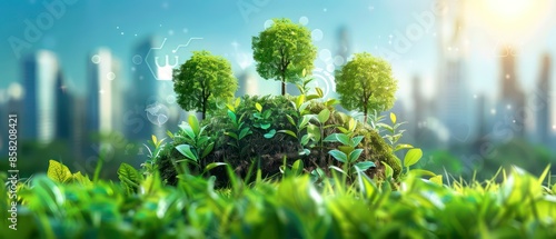 a green plant representing the evaluate current practices and commit to sustainability goals, aligning them with environmental and social values