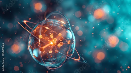 A digital illustration of a polar covalent bond between two atoms, highlighting the uneven distribution of electrons and the resulting dipole moment due to electronegativity differ