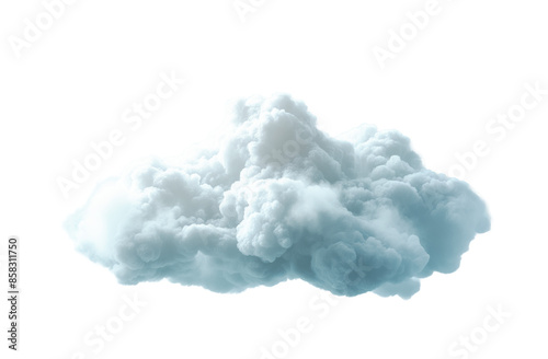 Fluffy cloud illustration isolated on a white background, in a realistic style, depicting the concept of weather or imagination. Generative AI