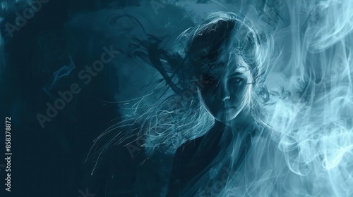 ghostly female apparition haunting supernatural entity digital painting