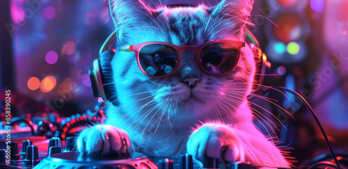 DJ cat, AI generated