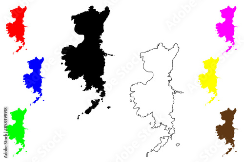 Ramsey island (United Kingdom of Great Britain and Northern Ireland, Wales) map vector illustration, scribble sketch Isle of Ynys Dewi map