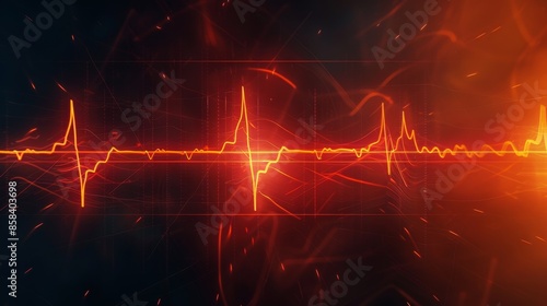 Human heart, electrocardiogram (ECG), cardiac cycle diagram, heart anatomy illustration, rhythm of life